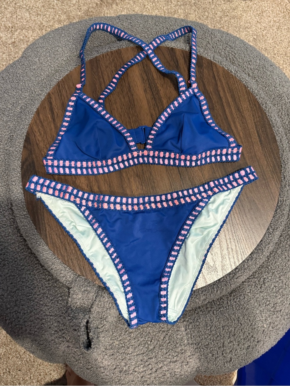 Victoria's Secret Royal Blue Bikini with Pink Trim